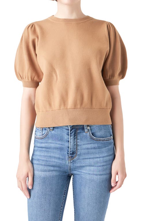 Shop English Factory Puff Sleeve Sweater In Taupe