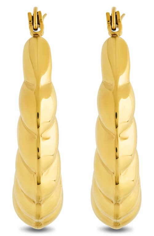 Sterling Forever Piper Twisted Polished Hoop Earrings In Gold