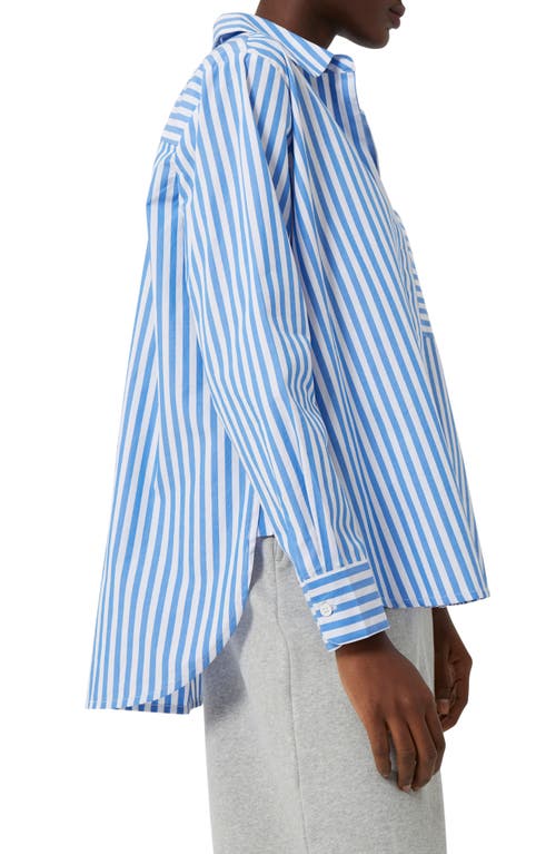 Shop French Connection Thick Stripe Button-up Shirt In White/blue