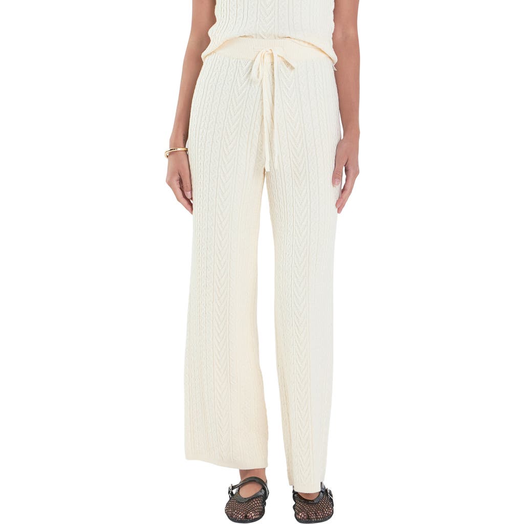 English Factory Tie Waist Cable Stitch Pants In Ivory
