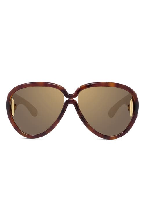 Loewe Anagram 65mm Oversized Pilot Mask Sunglasses in Dark Havana /Brown Mirror at Nordstrom