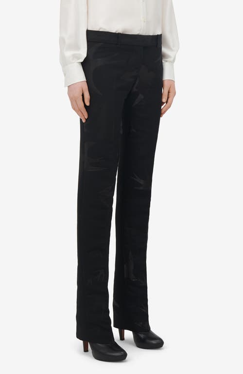 Shop Alexander Mcqueen Swallow Metallic Jacquard Trousers In Black