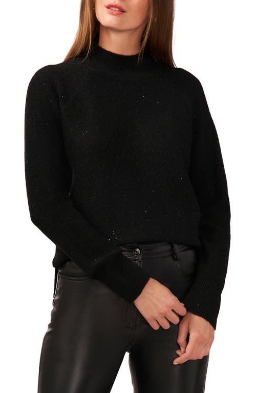 halogen(r) Sequin Mock Neck Sweater in Rich Black