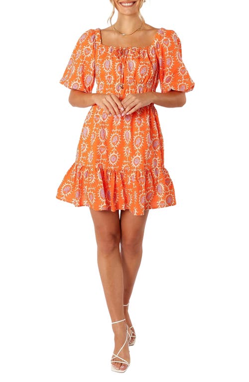 Petal & Pup Carmen Print Minidress Orange at Nordstrom,