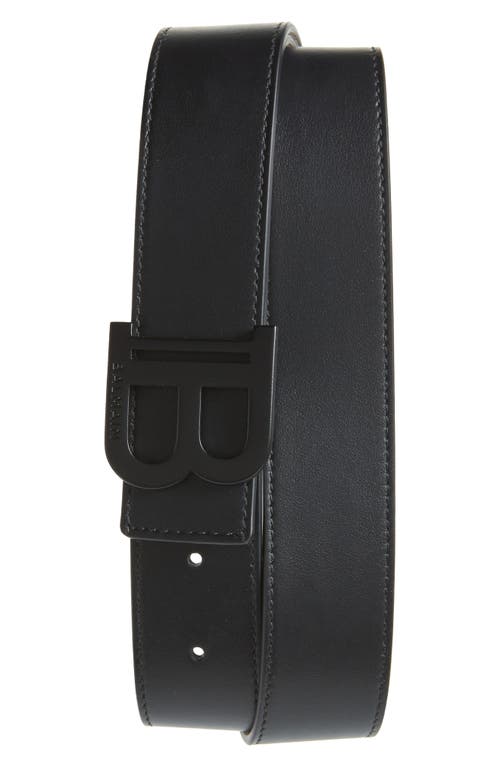 B-Buckle Leather Belt in Noir