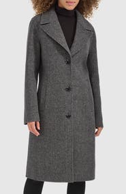 Kenneth Cole Single Breasted Textured Double Faced Wool Blend Coat Nordstrom