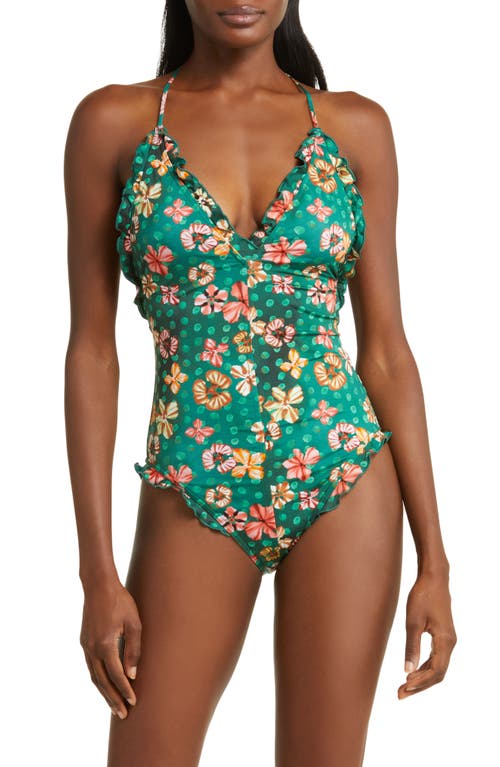 Ulla Johnson Giordana Maillot One-Piece Swimsuit Veridian at Nordstrom,