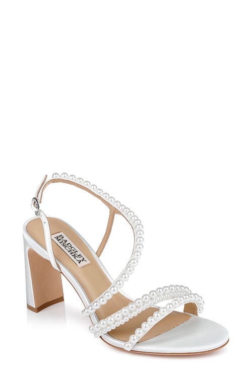 Shop Badgley Mischka Collection Amora Slingback Sandal In White Satin