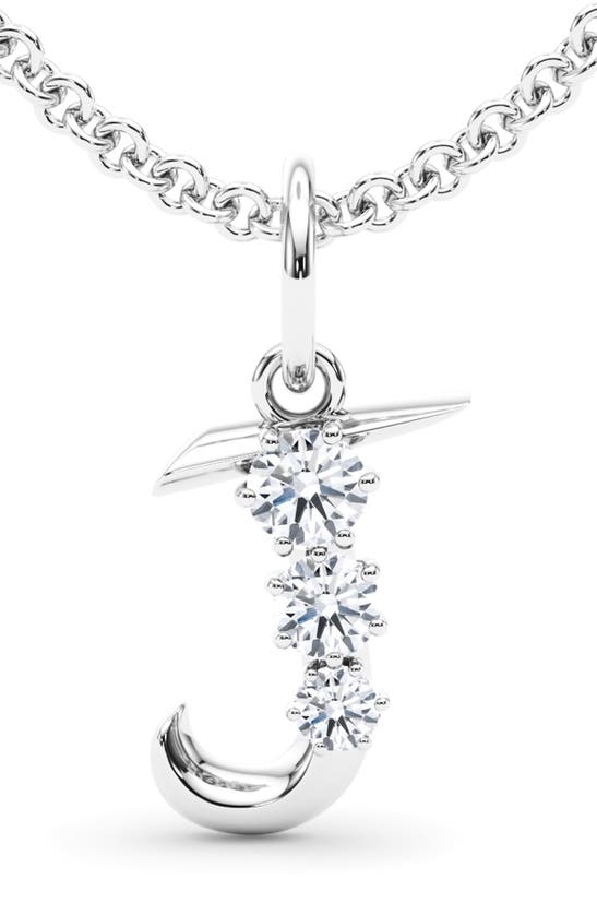 Hautecarat Graduated Lab-created Diamond Initial Letter Pendant Necklace In J - 18k White Gold