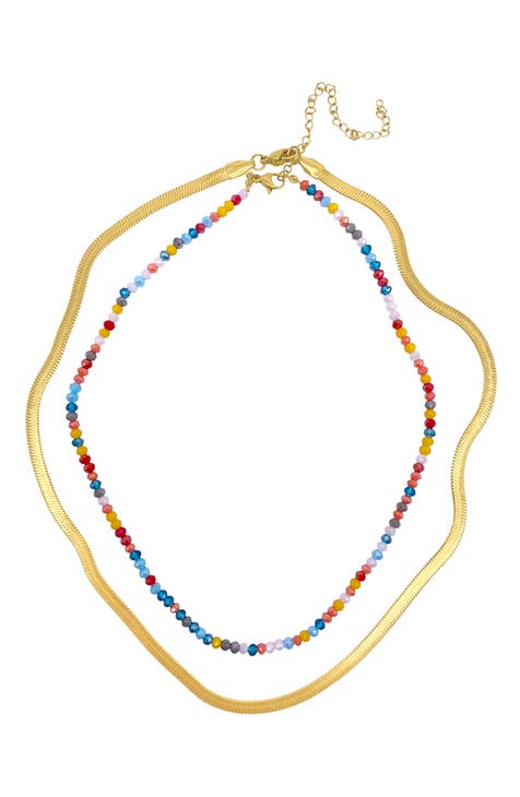 Water Resistant Rainbow Beaded Layered Necklace