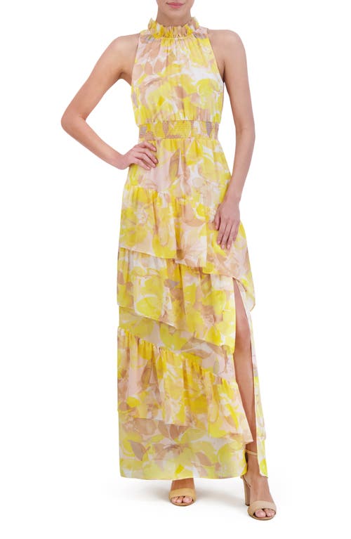 Eliza J Floral Tiered Maxi Dress Yellow at Nordstrom,