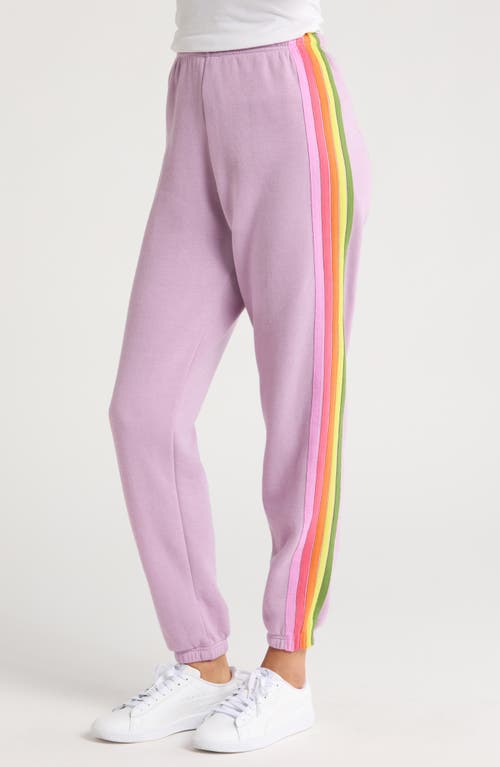 Aviator Nation Stripe Sweatpants In Mauve/pink Green