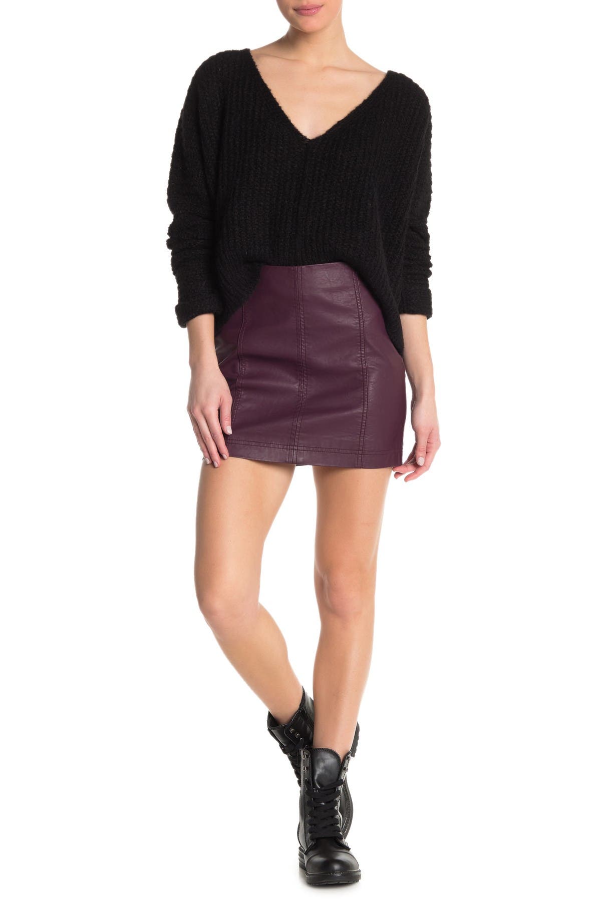 modern femme black vegan leather mini skirt