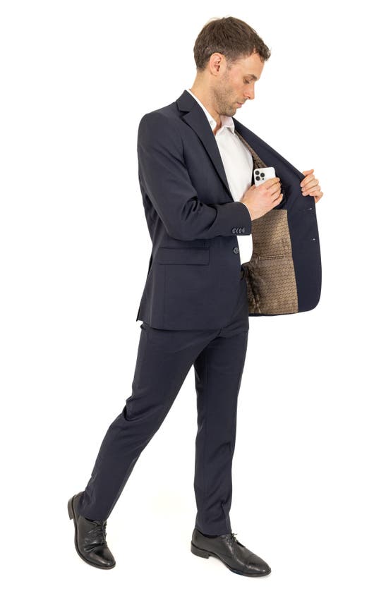 Pinoporte Trim Fit Wool Suit In Navy