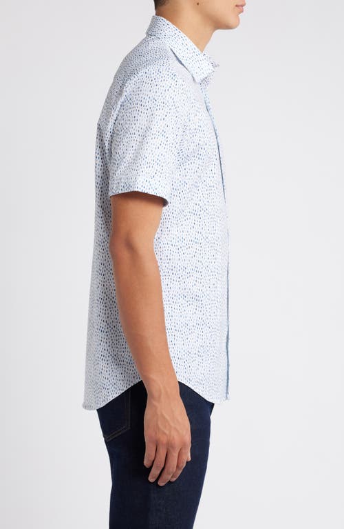 Shop Bugatchi Miles Ooohcotton® Scatter Print Short Sleeve Button-up Shirt In Air Blue