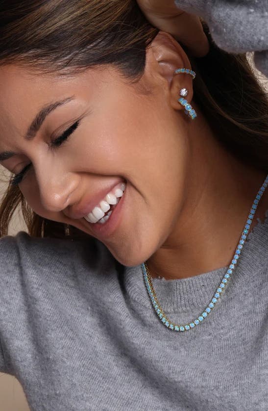Shop Melinda Maria Grand Heiress Imitation Opal Necklace In Blue Opal/ Gold