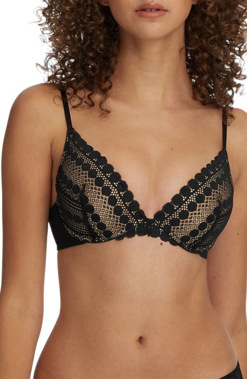 Skarlett Blue Seduced Lace Underwire Push-up Bra In Black