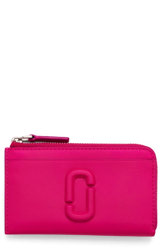 Shop Marc Jacobs The Top Zip Multi Leather Card Holder In Hot Pink