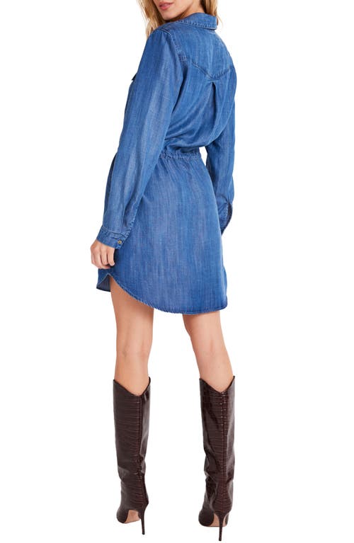 Bella Dahl Utility Long Sleeve Drawstring Waist Shirtdress In Moonlit Haze Wash