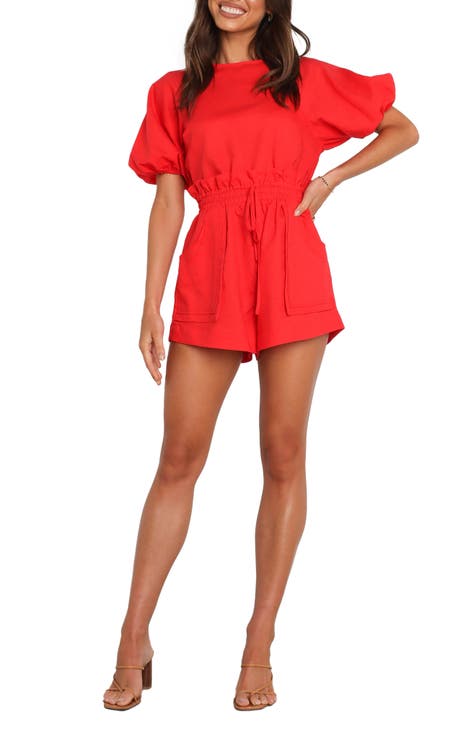 Summer Red Jumpsuit Women Elegant Office Ladies Button Jumpsuit Fashion  Print Casual Wide Leg Pants Jumpsuit (Color : Rojo, Size : Large)