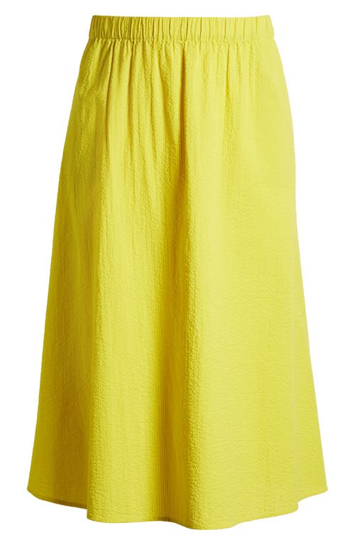 Eileen Fisher Petite Gathered Puckered Cotton Skirt In Sunbeam