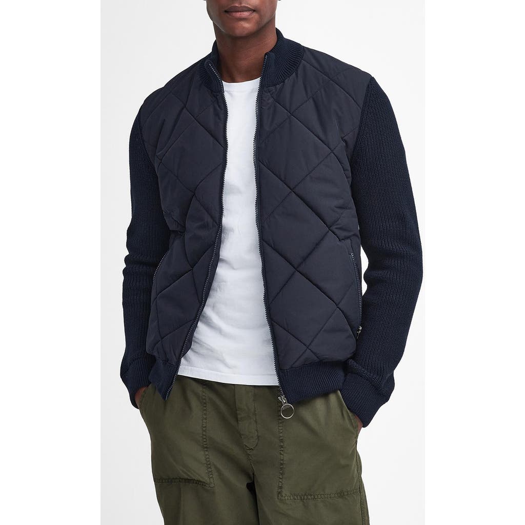 Barbour Newland Zip Through Knitted Sweater In Navy