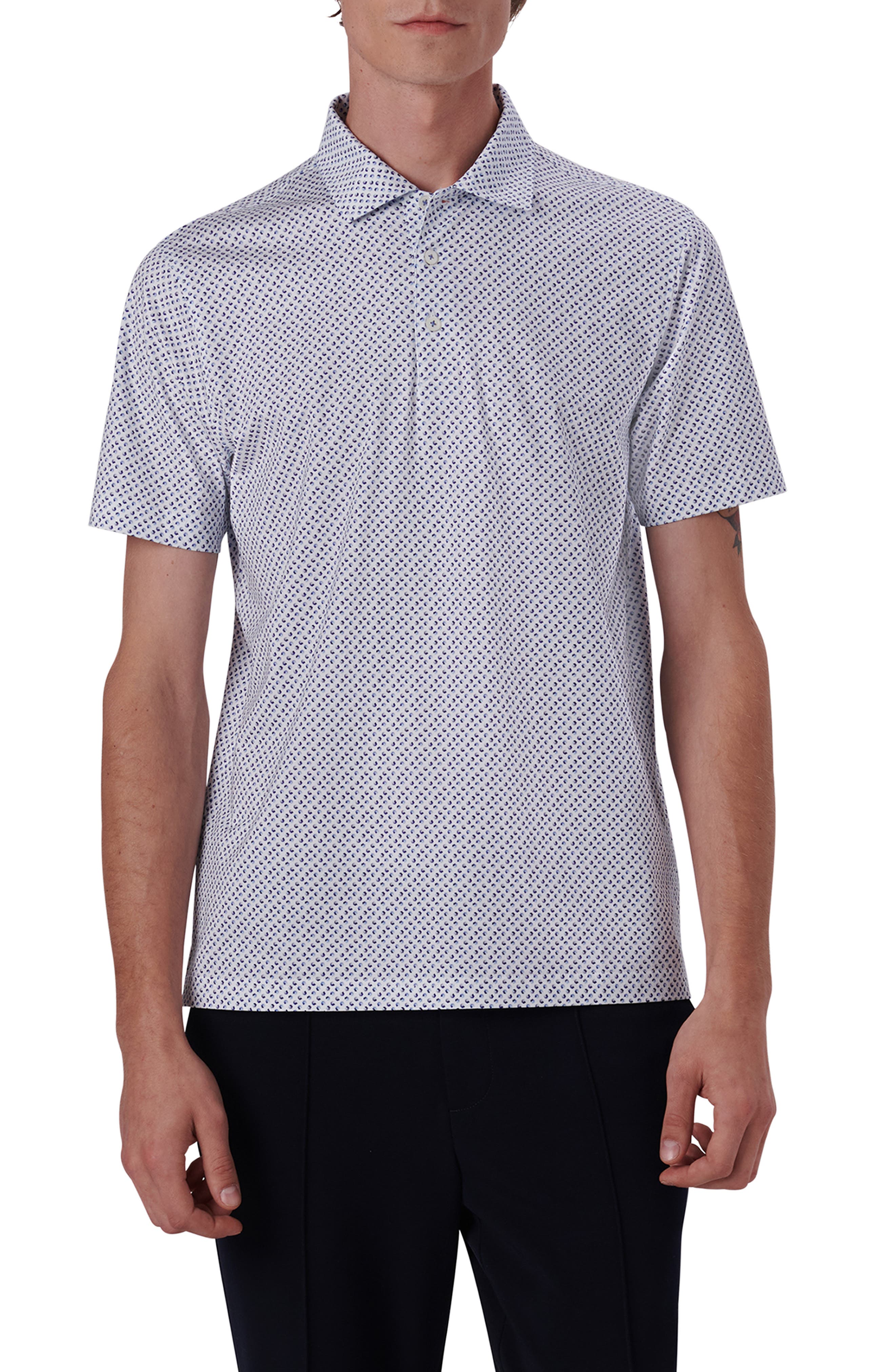 Bugatchi - OoohCotton® Geometric Long-Sleeve Shirt - White