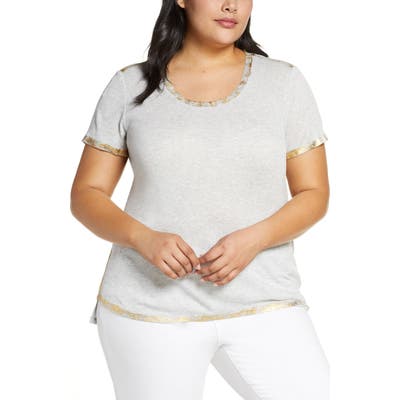 Plus Size Vince Camuto Gold Foil Hem Tee