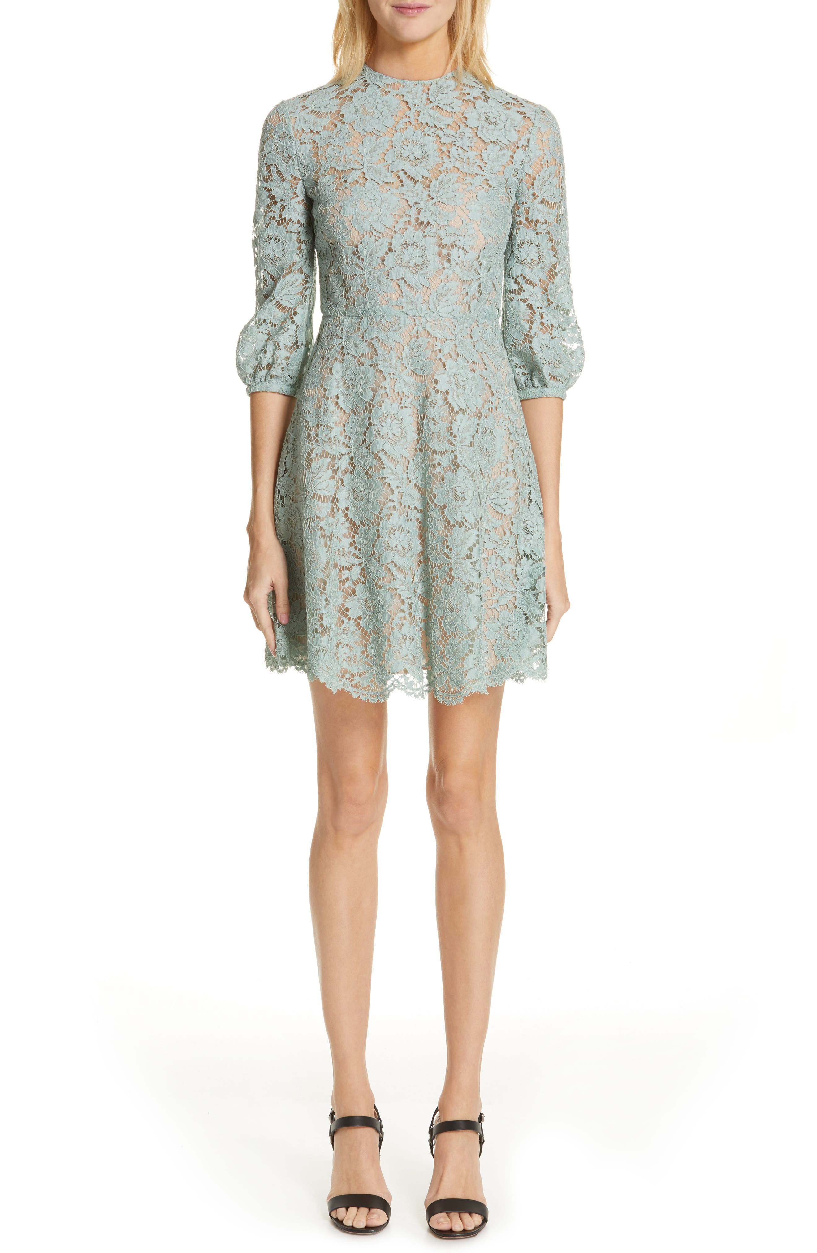 Valentino Lace A-Line Minidress, 6 IT - Green