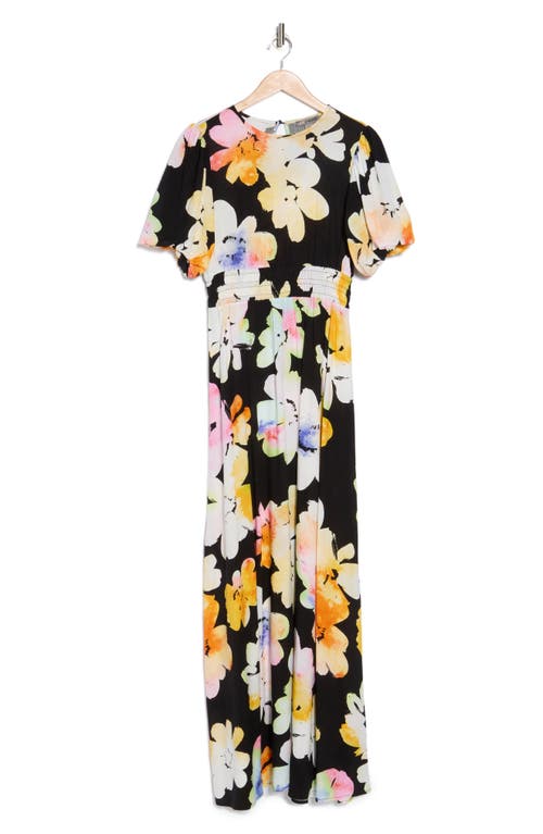 By Design Ophelia Puff Sleeve Maxi Dress In Blurred Water Flower