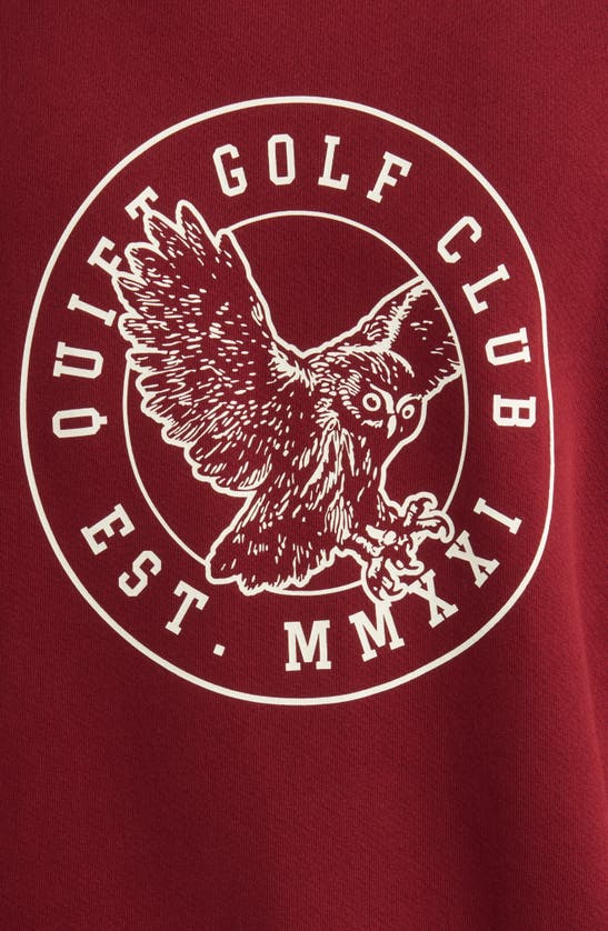 Shop Quiet Golf Owl Cotton Graphic Sweatshirt In Burgundy