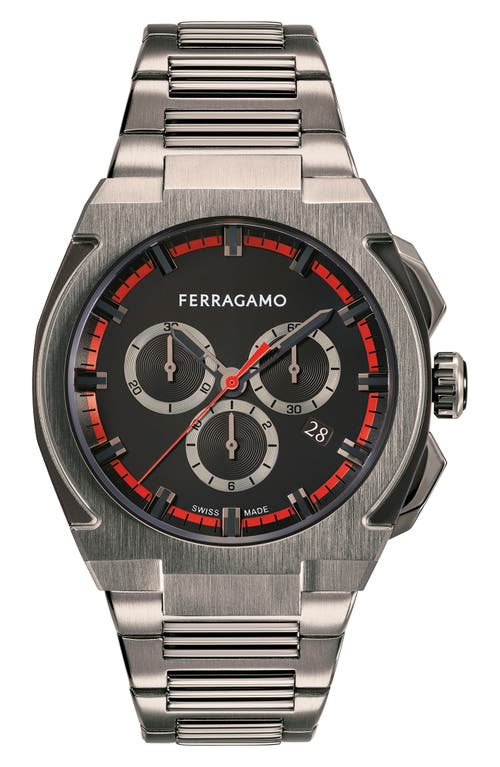 FERRAGAMO Supreme Chronograph Bracelet Watch, 43mm in Ip Gunmetal at Nordstrom