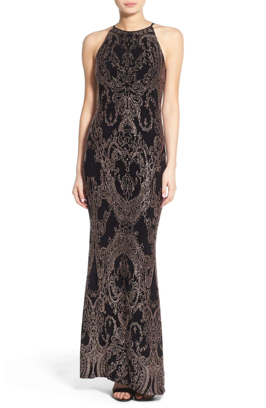 Jump Apparel Glitter High Neck Gown Nordstrom