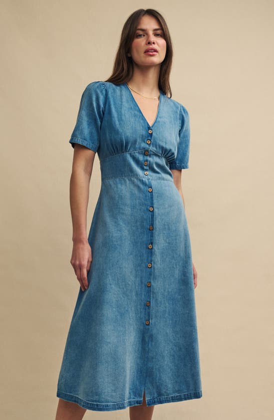 Shop Nobody's Child Alexa Organic Cotton Denim Midi Dress In Blue
