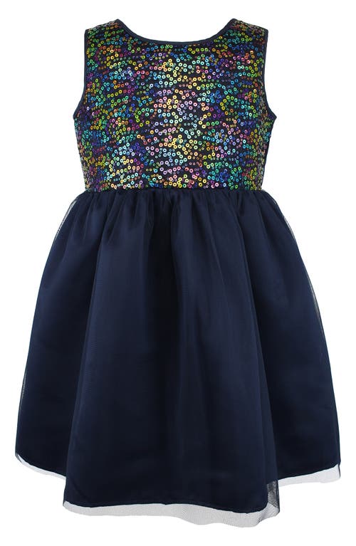 Popatu Kids' Sequin Bodice Tulle Dress Navy at Nordstrom,