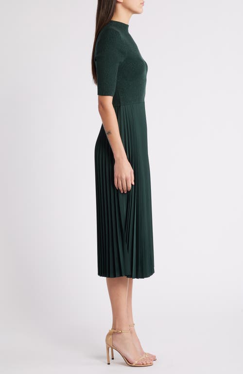 HUGO BOSS BOSS FIREANAMI SHIMMER SWEATER DRESS WITH PLISSÉ SKIRT 