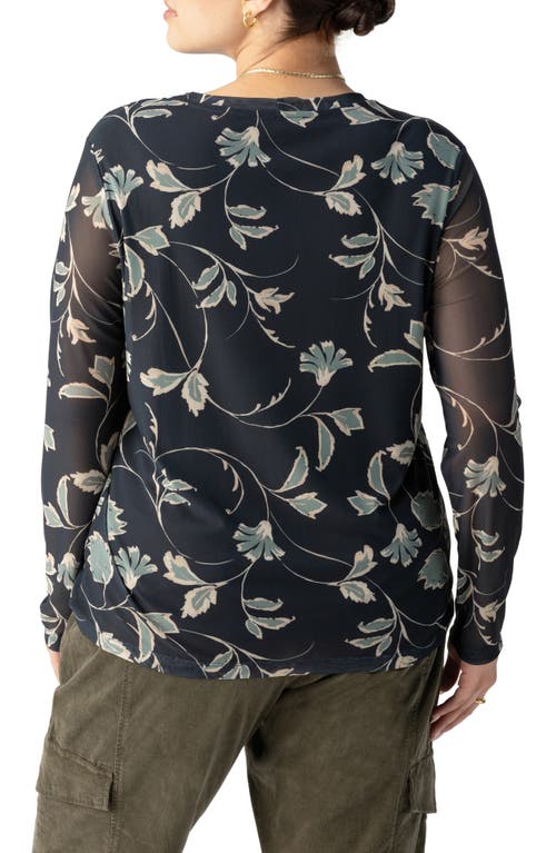 SANCTUARY SANCTUARY PERFECT FLORAL LONG SLEEVE MESH T-SHIRT 