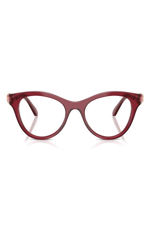 Swarovski 52mm Round Optical Glasses In Burgundy