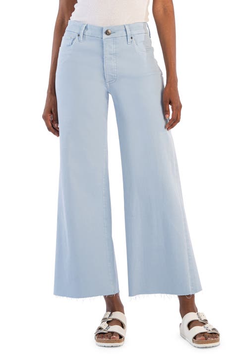 Meg Raw Hem High Waist Ankle Wide Leg Jeans