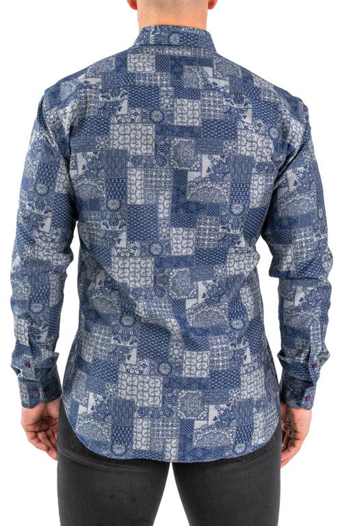 Maceoo Einstein Jacqvosaic Grey Contemporary Fit Cotton Blend Button-up Shirt In Grey