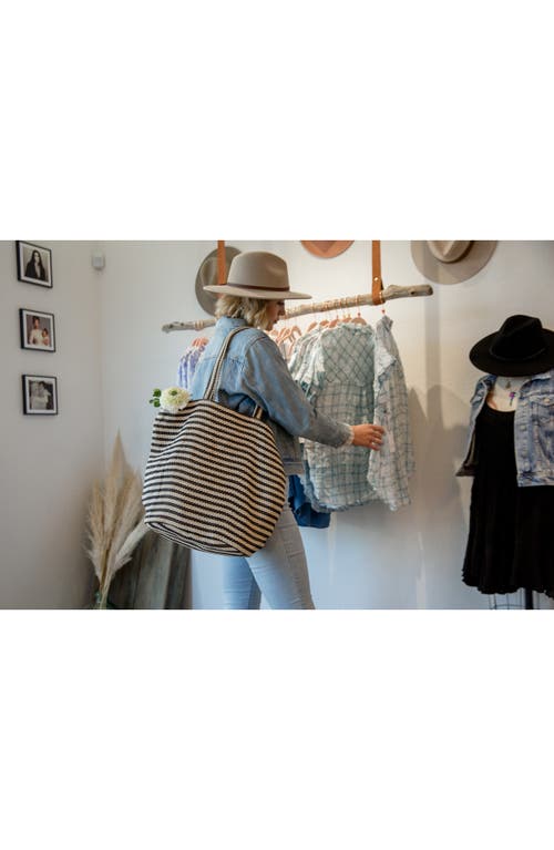 Will And Atlas Paris Stripe Jute Tote In Black/white