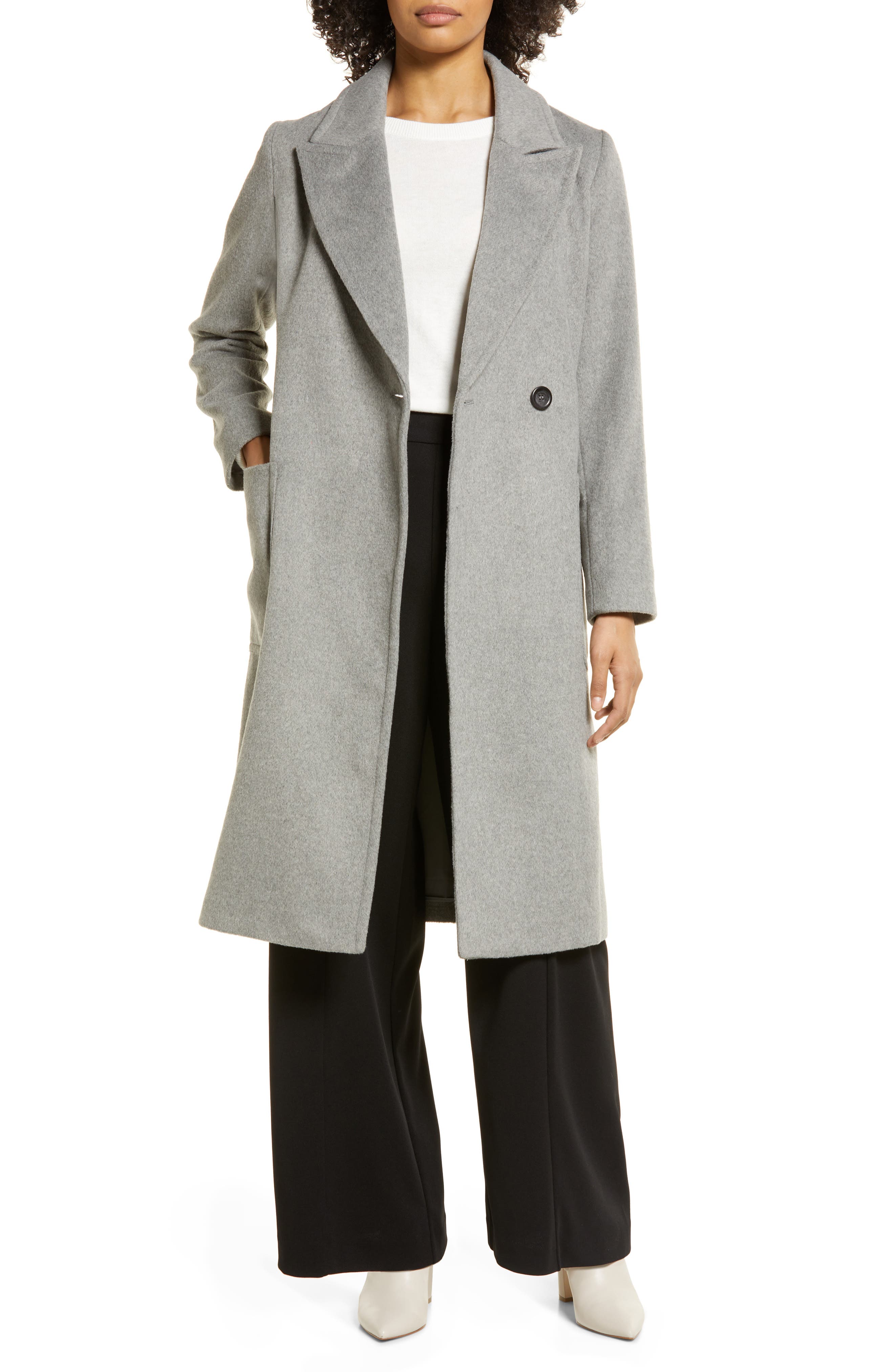 long grey coat with hood