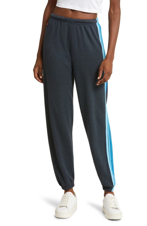 Shop Aviator Nation Stripe Sweatpants In Charcoal/turquiose