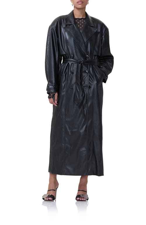 Shop Afrm Saint Faux Leather Trench Coat In Noir Pu