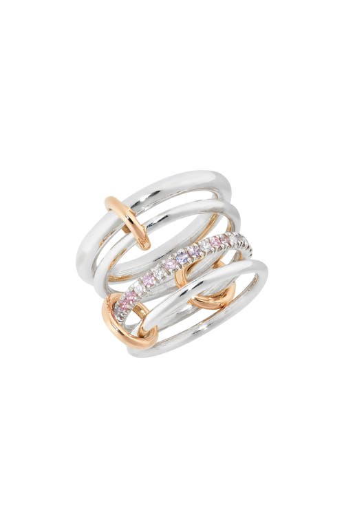 Shop Spinelli Kilcollin Nimbus Dawn Sapphire Linked Rings In Silver/gold