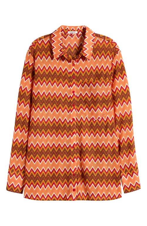 MISTRESS ROCKS MISTRESS ROCKS CHEVRON STRIPE OVERSIZE BUTTON-UP SHIRT