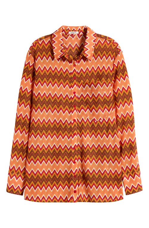 Shop Mistress Rocks Chevron Stripe Oversize Button-up Shirt In Multi Colour - Orange