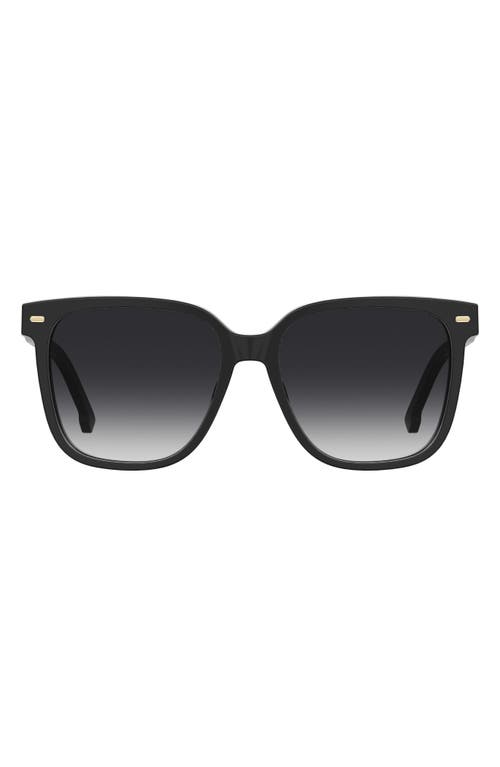 55mm Rectangular Sunglasses in Black/Grey Shaded
