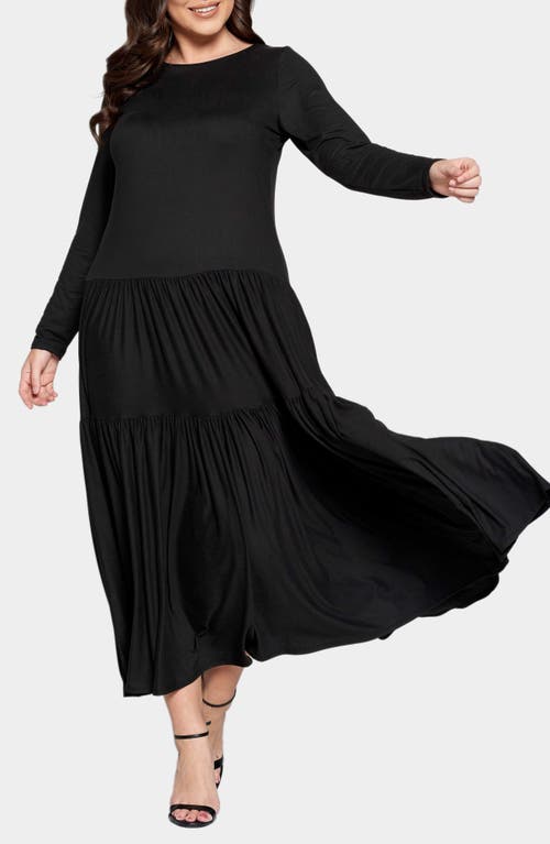 Shop L I V D Long Sleeve Maxi Dress In Black