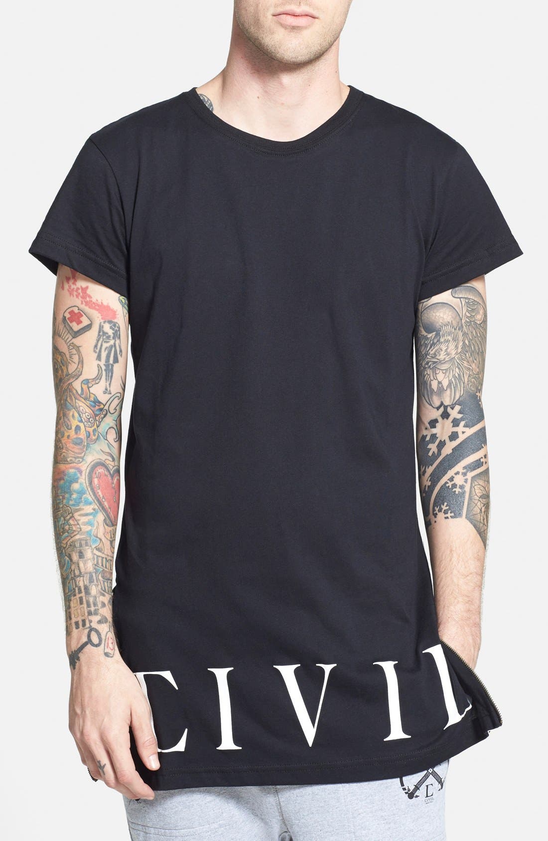 Civil Regime Longline TShirt with Zip Detail Nordstrom